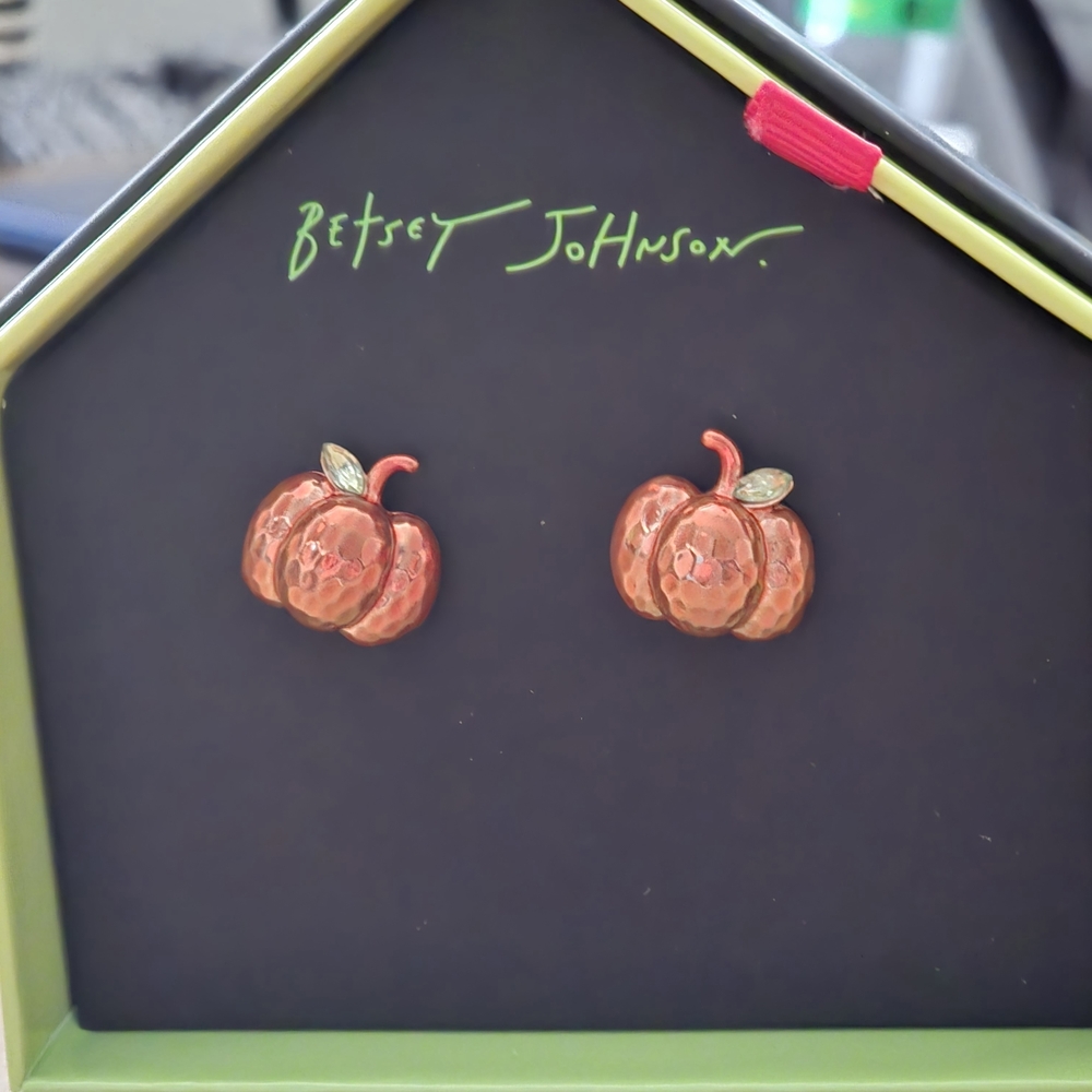 Betsey Johnson Orange Pumpkin Earrings